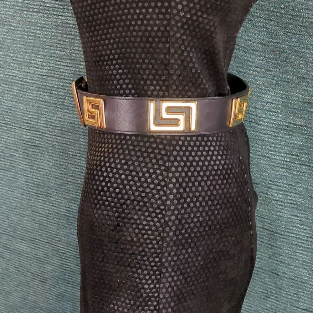 Vintage Compagnie Internationale Express Leather Belt With Gold Accents